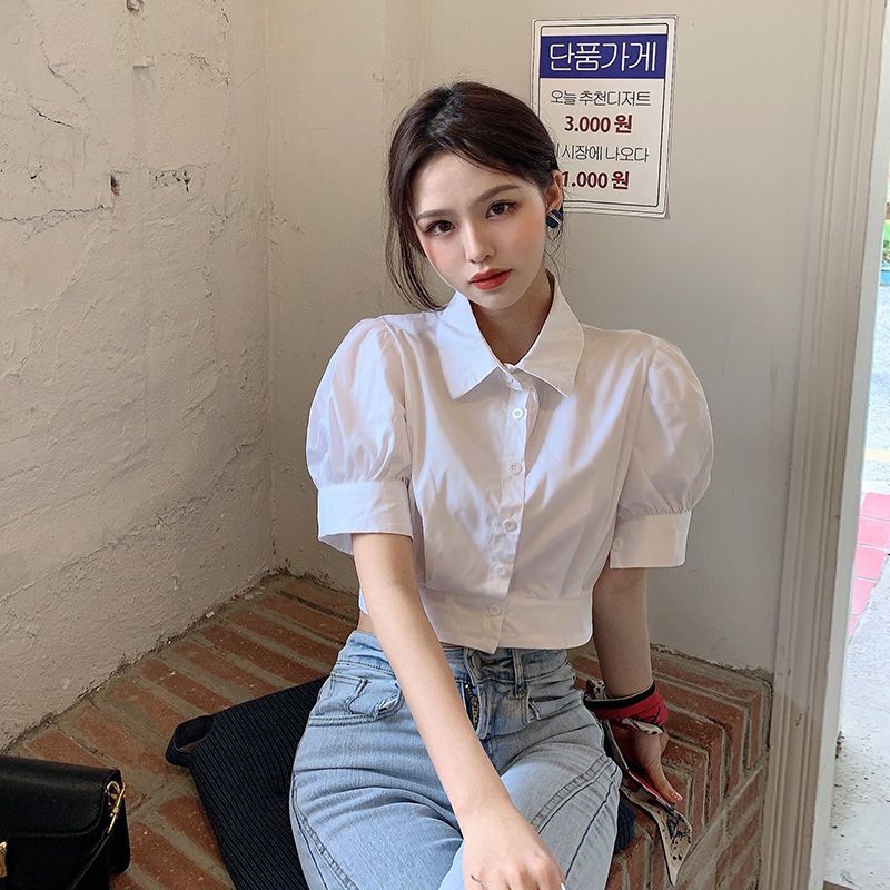 Summer Youth Clothing - Korean Summer Puff sleeve White Shirt