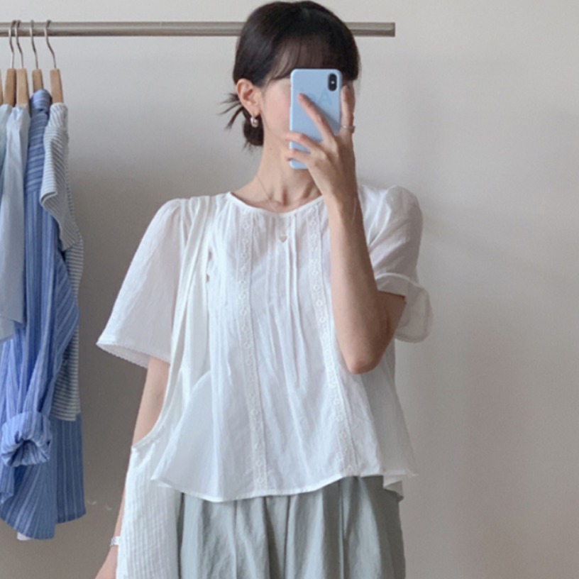 Sweet Style Lace Trim Blouse W - Summer Youth Clothing review and price