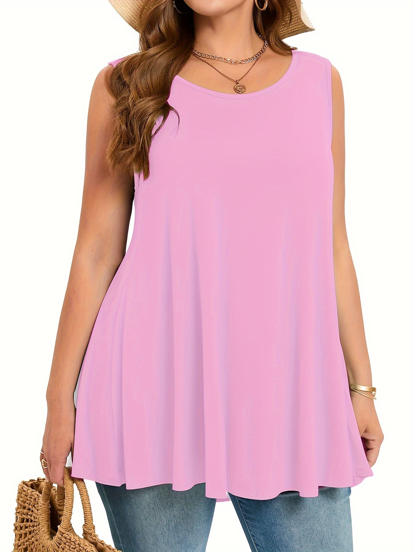 Plus Size Simple Solid Tank To - Summer Clothing Plus Size review and price