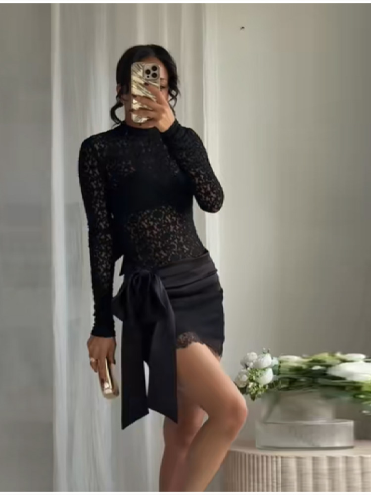 Fashion Black Lace Set Satin B - Summer Vacation Clothing Men review and price