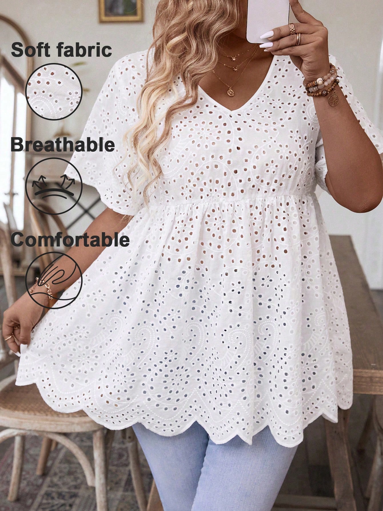 Women's Plus Size White Eyelet - Summer Clothing Wear review and price