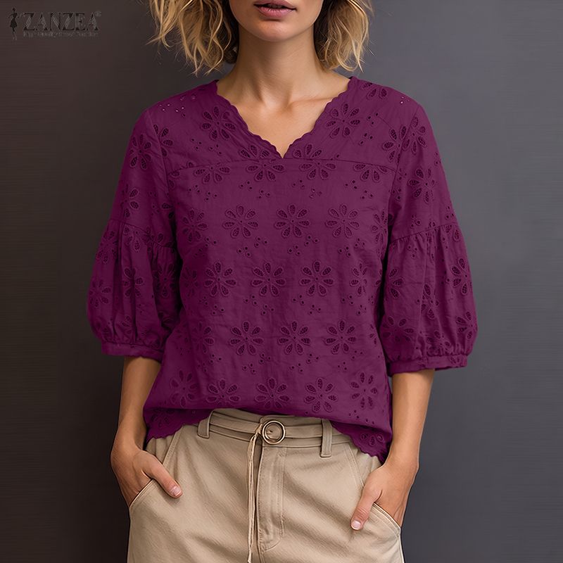ZANZEA 2026 Eyelet Embroidery  - Summer Clothing Wear review and price