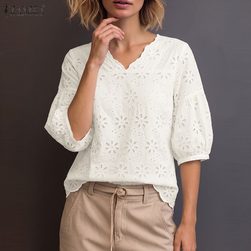 ZANZEA 2026 Eyelet Embroidery  - Summer Clothing Wear review and price