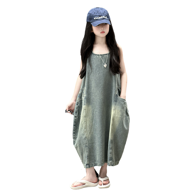 Vintage Blue Children Girls Hi - Summer Clothing Set For Girls review and price