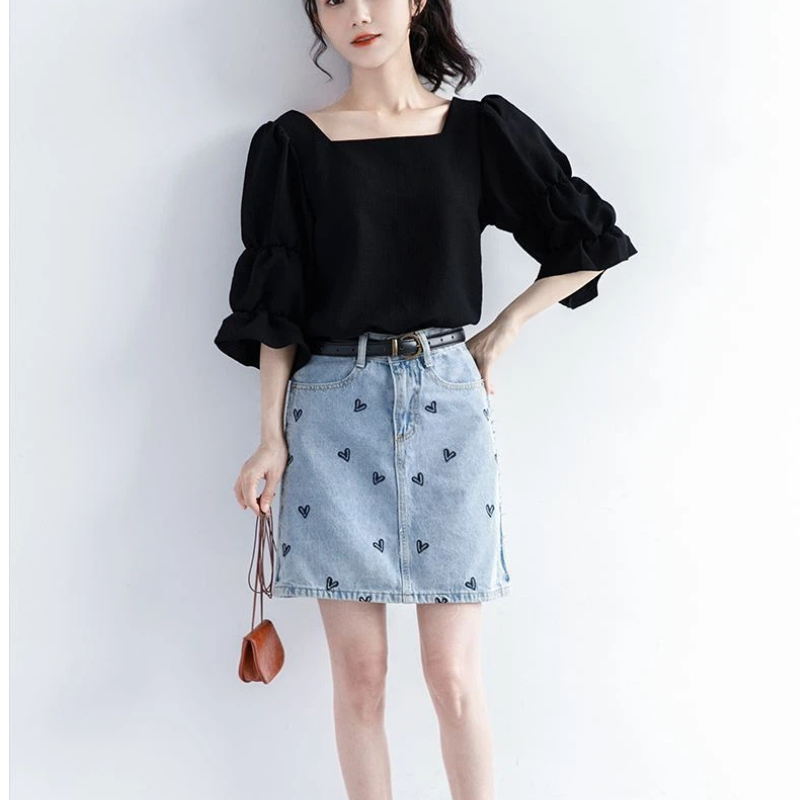 Pleated Short Sleeve Solid Kor - Summer Youth Clothing review and price