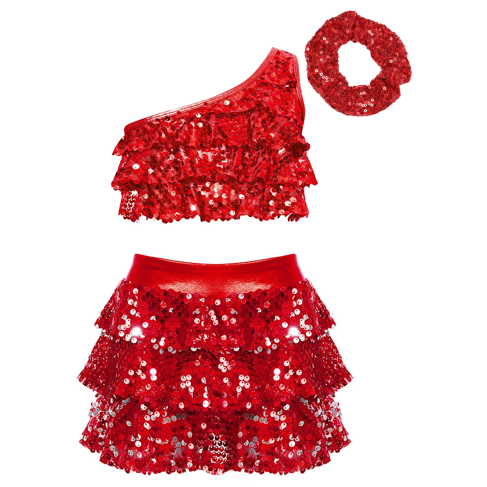 Kids Girls Shiny Sequins Latin - Summer Clothing Set For Girls review and price