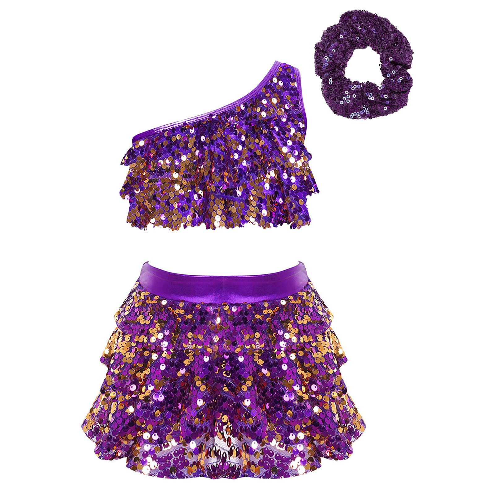 Kids Girls Shiny Sequins Latin - Summer Clothing Set For Girls review and price